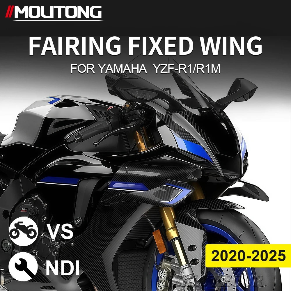 Spoiler alette adatto per Yamaha R1 R1M 2020-2025 Ali installate da bulloni Carenatura anteriore ala fissa Parti moto ABS di alta qualità