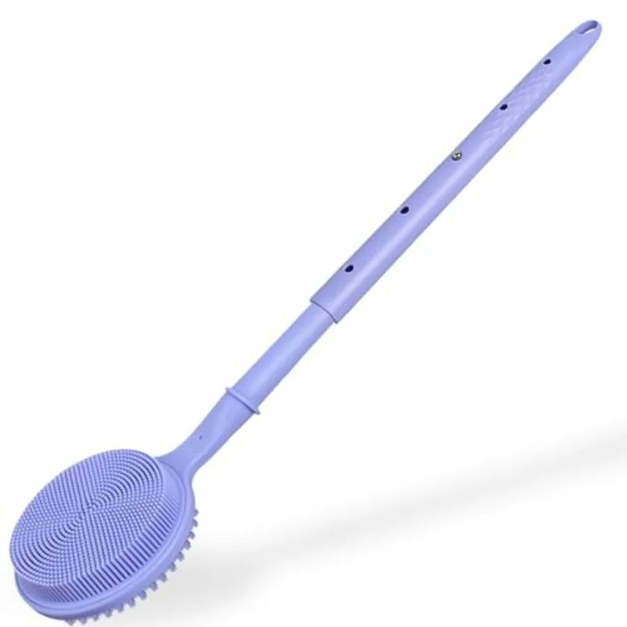 

Back Scrubber for Shower, 16-24 Inch Extendable Bath Brush Long Handle for Shower, Silicone Body Scrubber with Handle, Back Bru
