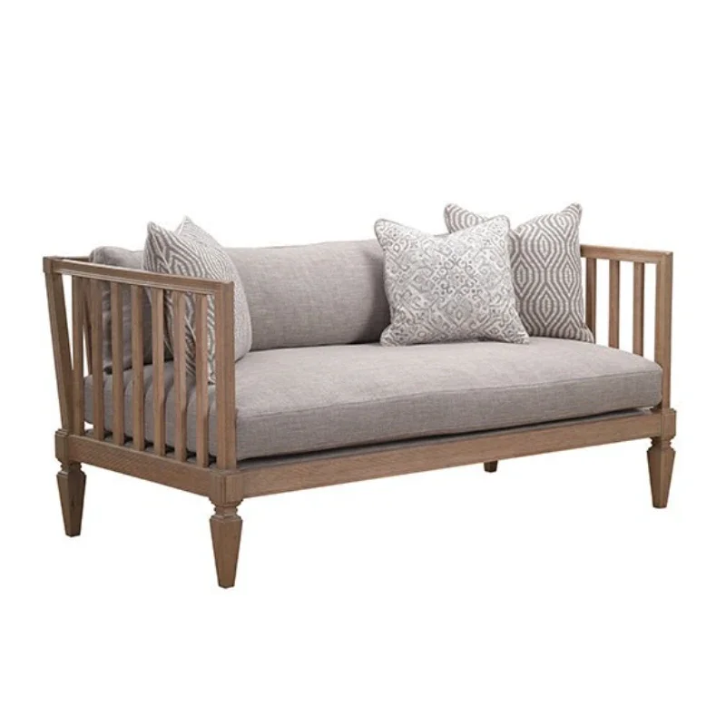 

American rural light luxury solid wood sofa, French model house villa three-person multi-functional furniture