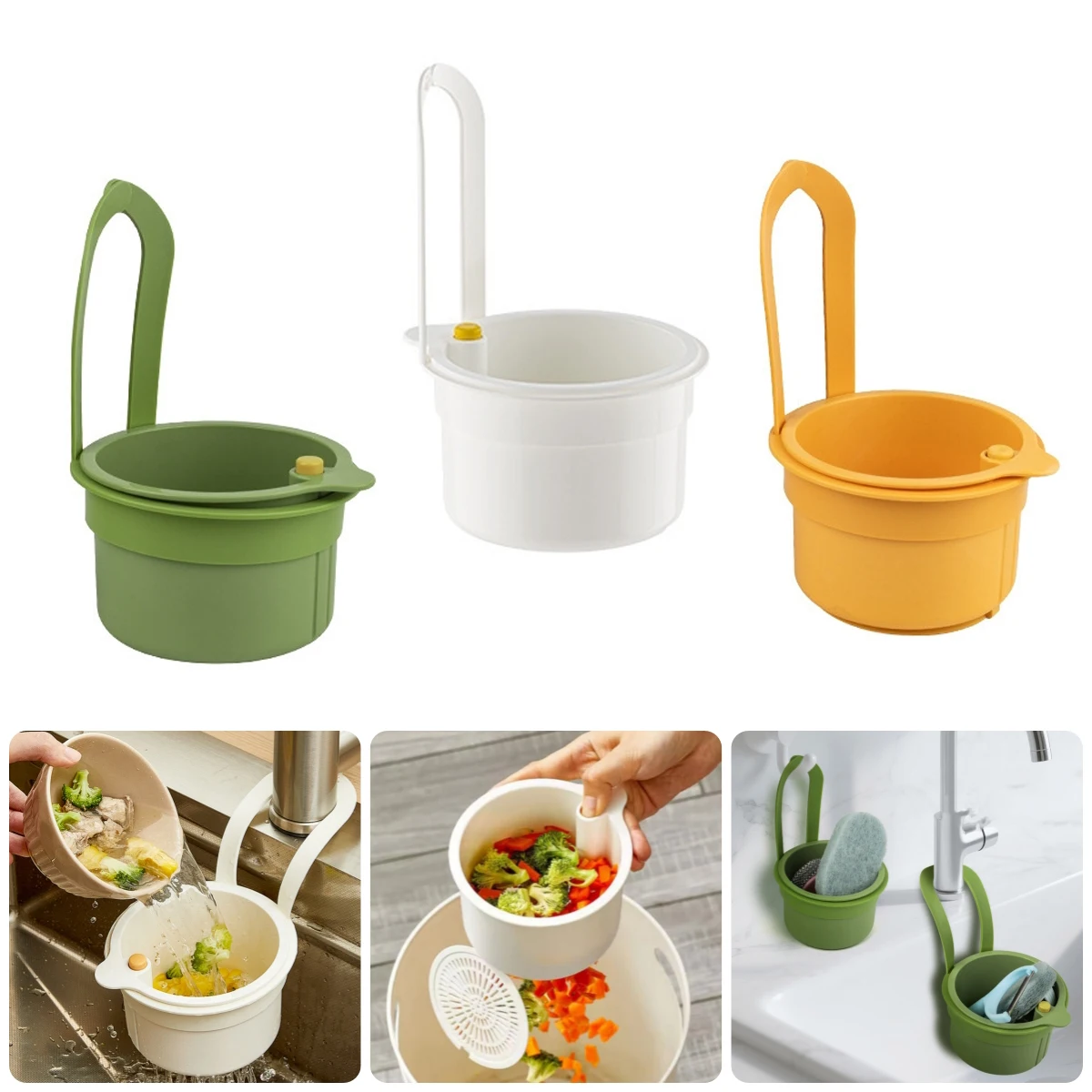 

Съемная подвесная сливная корзина для раковины, многофункциональный пресс-тип, кран, губка, сливная полка, открывающееся дно, кухонный фильтр для мусора