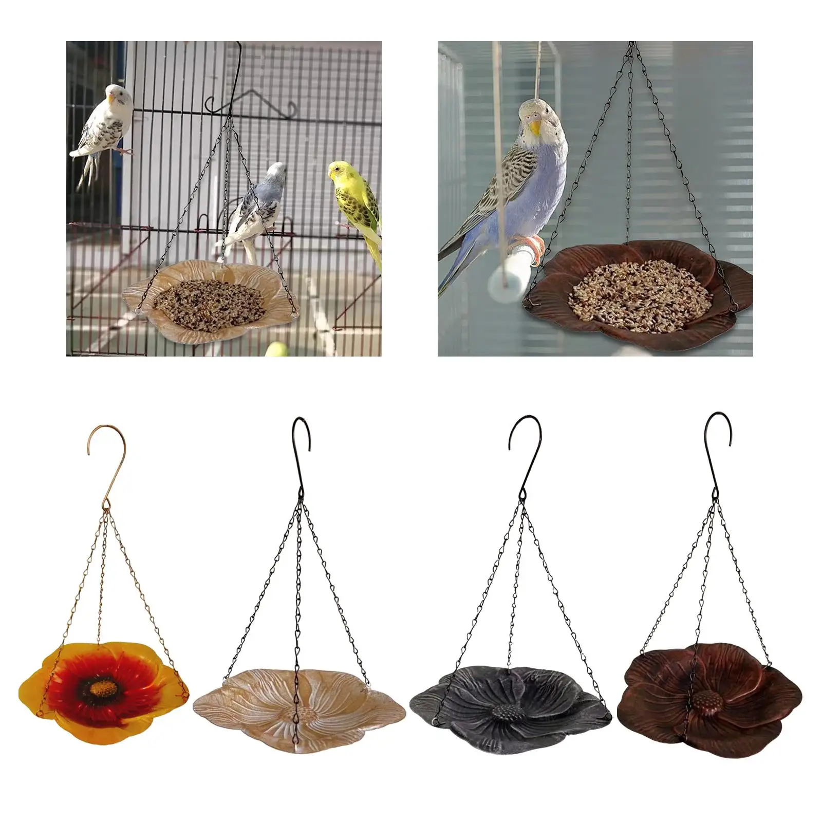 Outdoor Hanging Bird Feeder Iron Bird Bath, Sturdy Garden Decoration,Bird Food Bowl for Patio Lawn Outside Backyard Porch