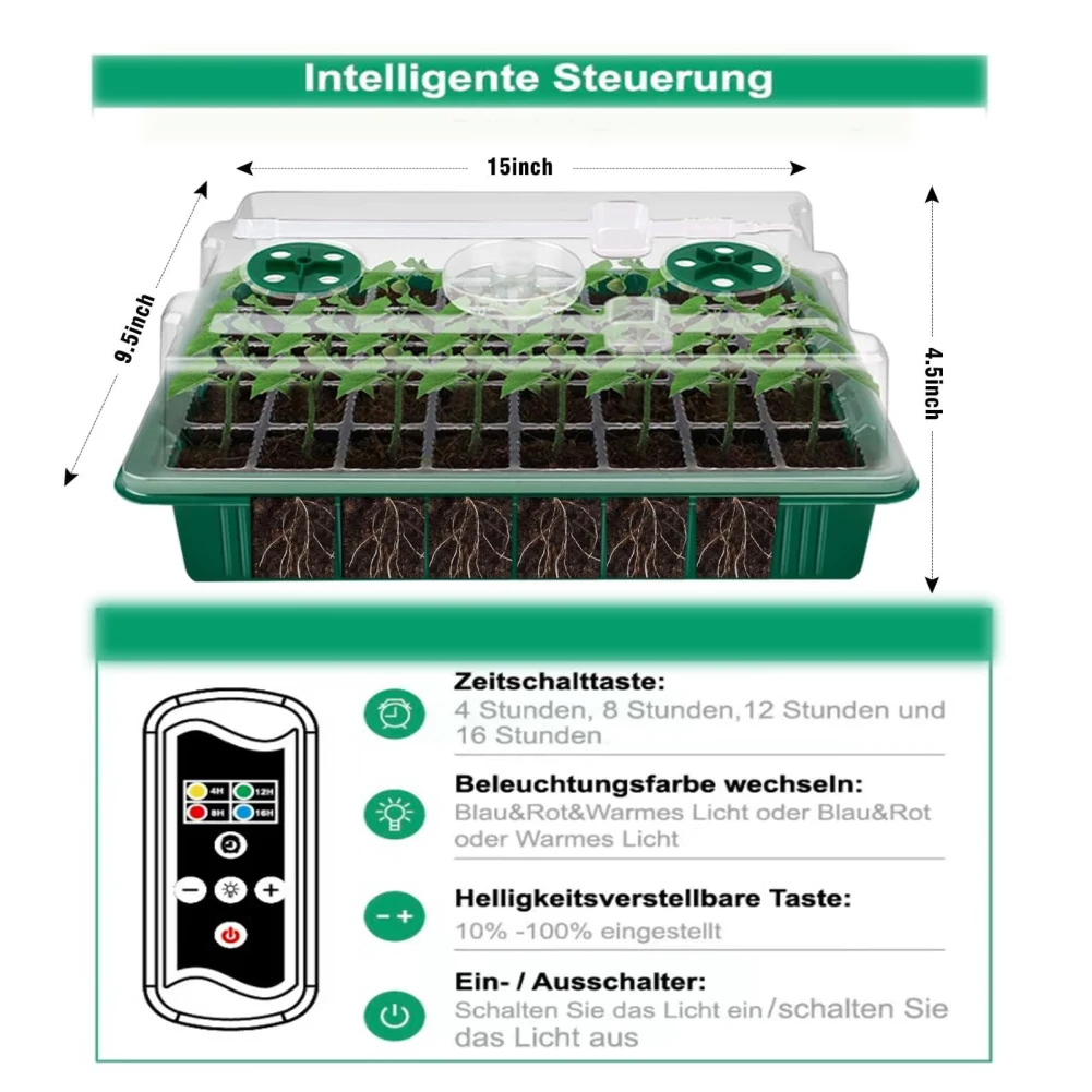 Imagem -05 - Bandeja de Sementes com Grow Light Interruptor Ajustável de Umidade e Temperatura 80 Células Kits para Estufa e Hydrop