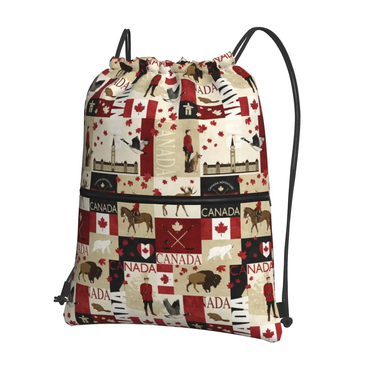 

Canada Flag National Culture Backpacks Casual Drawstring Bags Sundries Bag Book Bags for Man Woman School