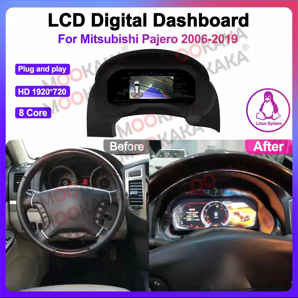 2 Din Android 13 Car Multimedia Player GPS Navigation For Mitsubishi Pajero 2006-2019 LCD Dashboard Stereo Head Unit Carplay DSP