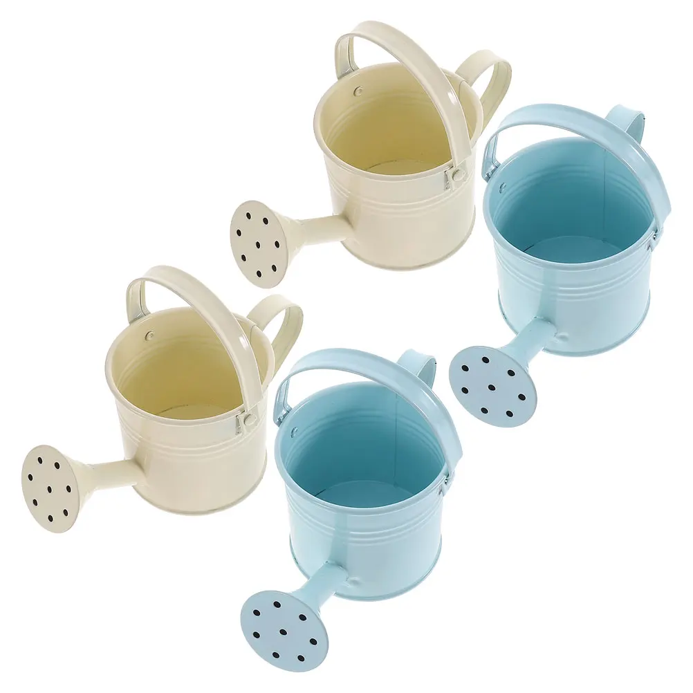 

4 Pcs Gardening Iron Watering Can Flower Pot Small Kettle Beach Sand Toys Cute Children's