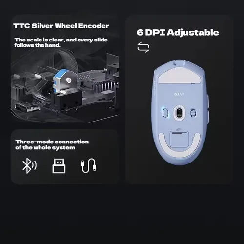 Imagen 2 del producto Ratón inalámbrico para juegos MCHOSE G3 V2 Pro, ligero, personalizado, triodo, Bluetooth, 800mAh, ergonómico, recargable, para deportes electrónicos