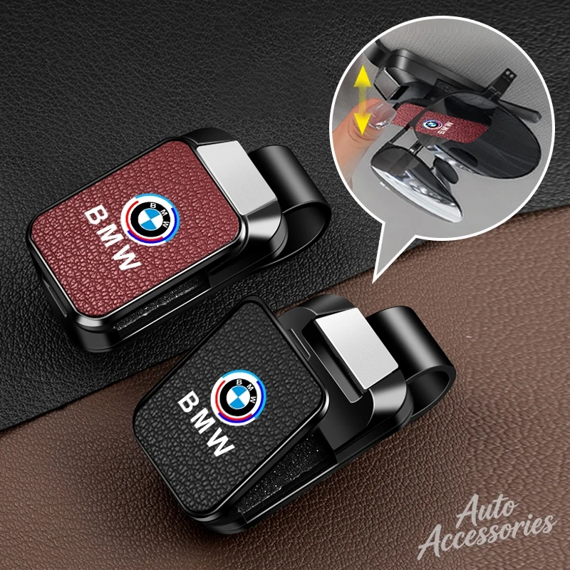 Car Visor Sunglasses Clip Magnetic Glasses Clip High Quality Leather Styling Accessory For BMW 50TH E90 E60 F10 F11 E36 F30 F34 view 2