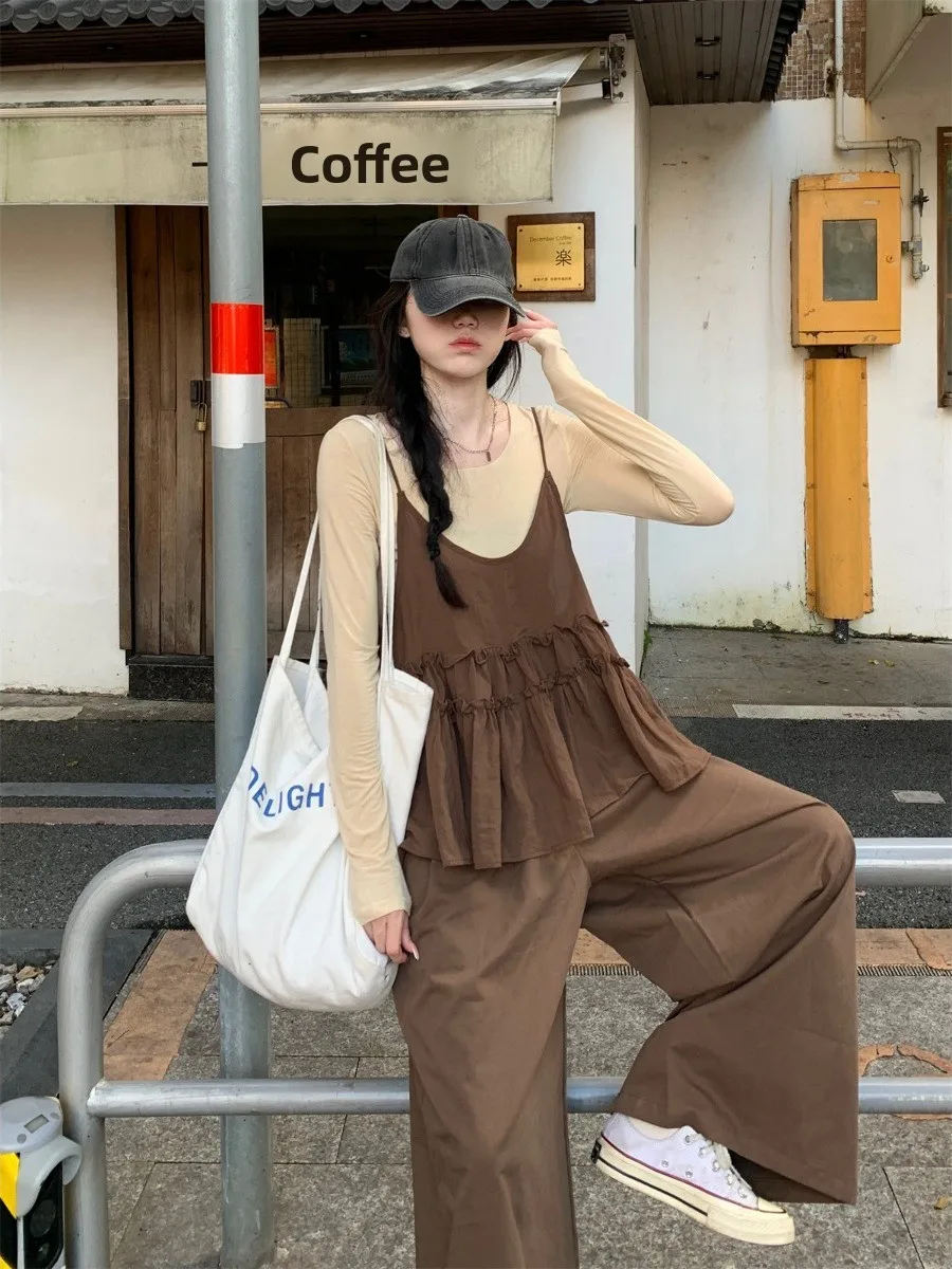 

Korean Style Casual Set Women Summer 2026 New Base Long Sleeve Top Sleeveless Tank Two Piece Set Layering No Sleeve Tank Top