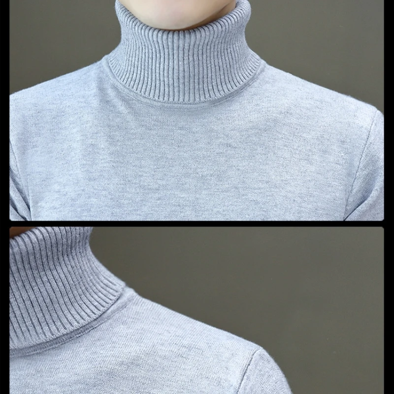 Autumn Winter Wool Turtleneck Sweater Men Warm Knitted Solid Pullovers Men\'s Slim Fit Casual Turtleneck Knitwear Man Sweaters