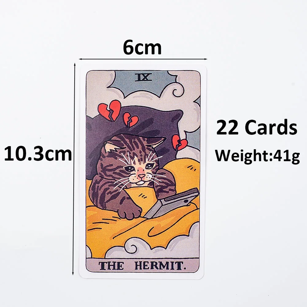 1 Box of Cat Meme Tarot Deck Funny Witchy Cat Kawaii Uwu 22 Major Arcana - Perfect for Family Gathering Divination Board Game