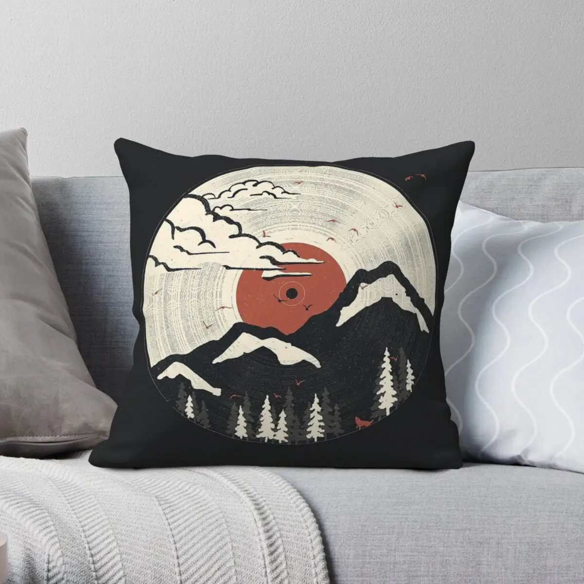 Sounds Of Mountains Pillowcase Polyester Linen Velvet Creative Zip Decorative Sofa Seater Cushion Case