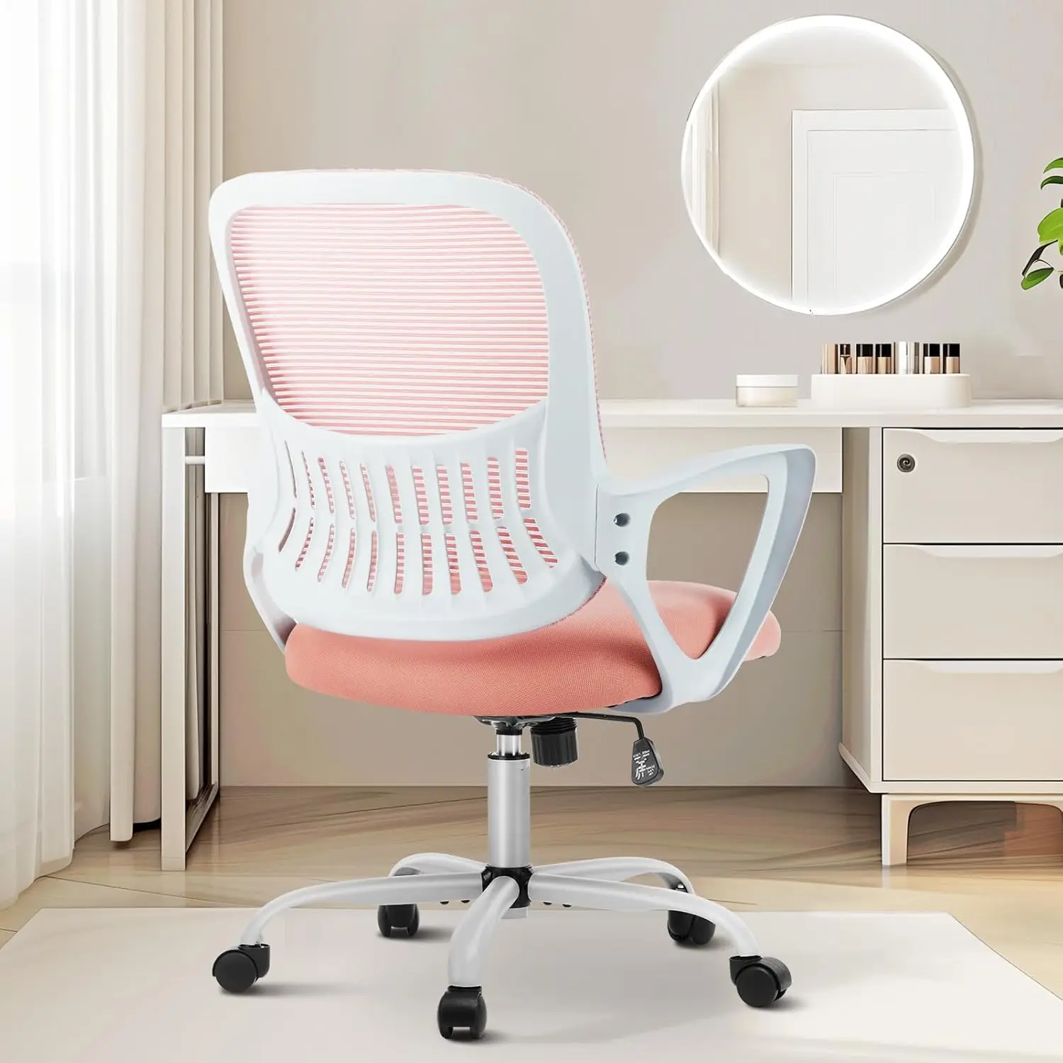 

Office Computer Desk Managerial Executive Chair, Ergonomic Mid-Back Mesh Rolling Work Swivel Chairs with Wheels