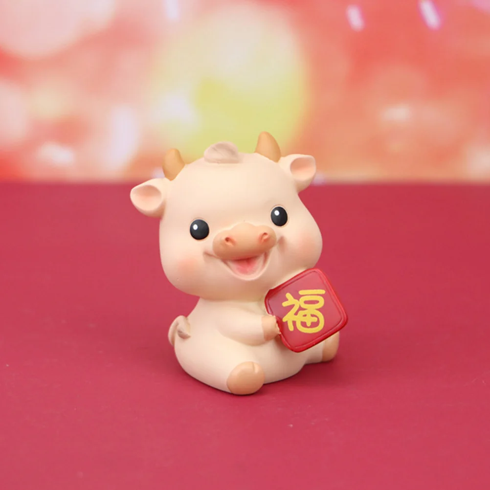 

1Pcs Resin Fortune Cattle Ornament New Year Car Dashboard Decor for Home Office Indoor Outdoor Decoration Miniature Ox Statue