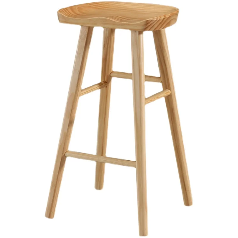 Nordic bar chair Solid wood bar stool Household chair High stool Mobile phone store stool Modern simple bar chair Barr stools