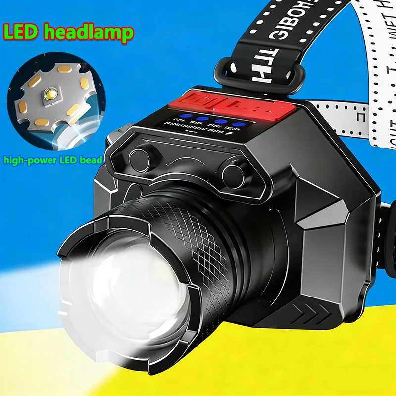 كشافات ليزر بيضاء TYPE-C المصابيح الأمامية القابلة لإعادة الشحن ليلة العمل ضوء الطوارئ في الهواء الطلق التخييم مصباح يدوي الصيد رئيس مصباح