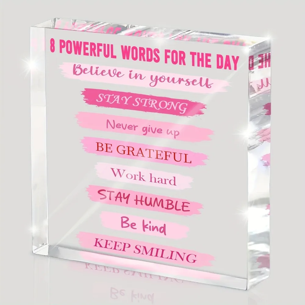 CIFBUY Acrylic Sign 2D Flat Pink Motivational Quote Plaque Daily Affirmations Desktop Decoration Sentimental Keepsake Home Decor