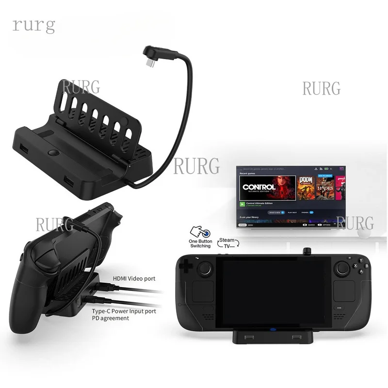 R+ FOR Steam Deck Station 4K HDMI USB 3-Port RJ45 Ethernet LAN PD Charging Dock Adapter