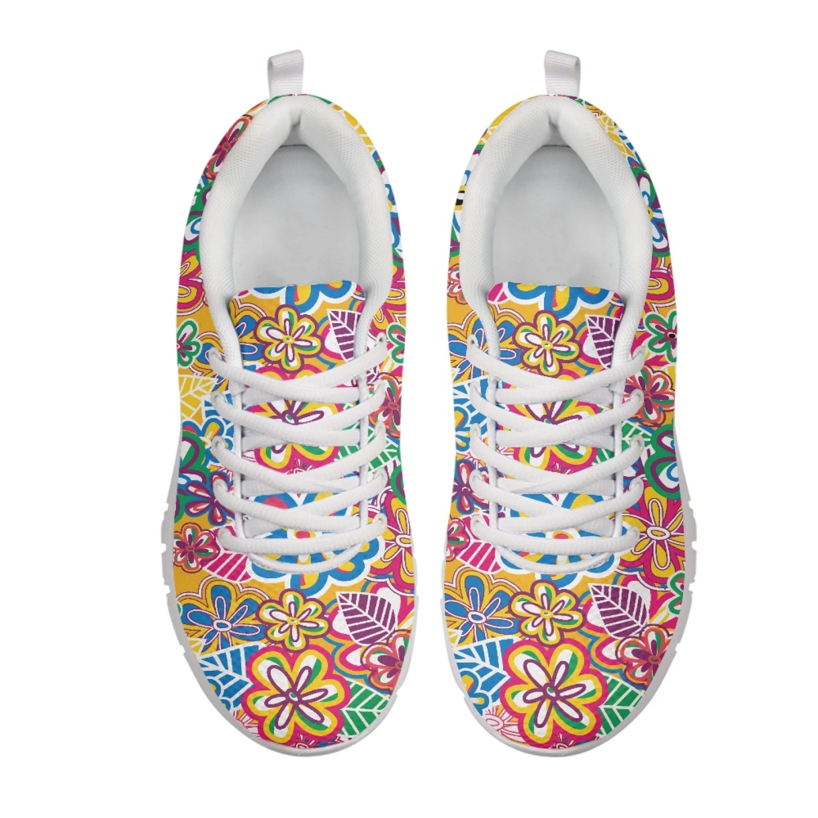 Coloranimal Retro Pop Art Floral Walking Sneakers Athletic Shoes for Womens Casual Fitness Shoes