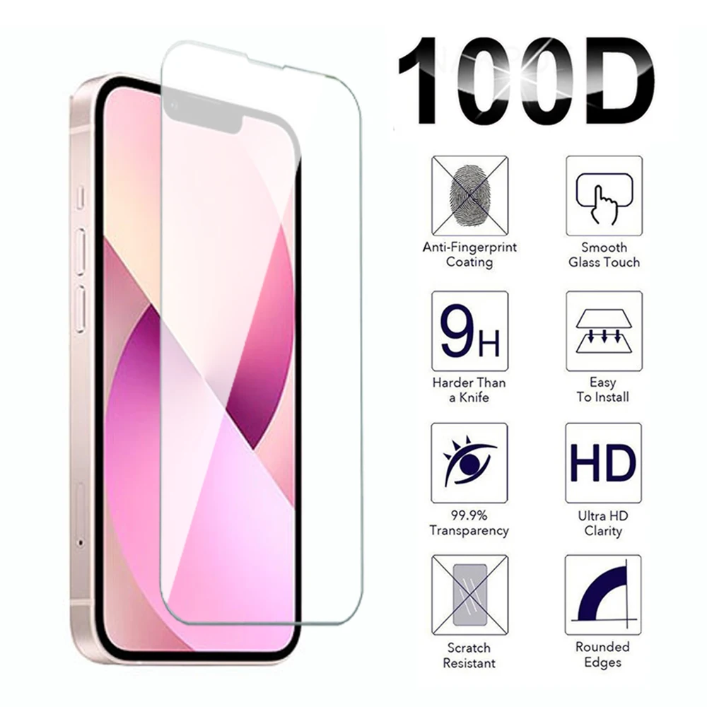 Anti-Burst Transparent Tempered Glass For Apple iPhone 13 14 15 16 Plus Pro Max Screen Protector for iPhone 13mini Lite Film