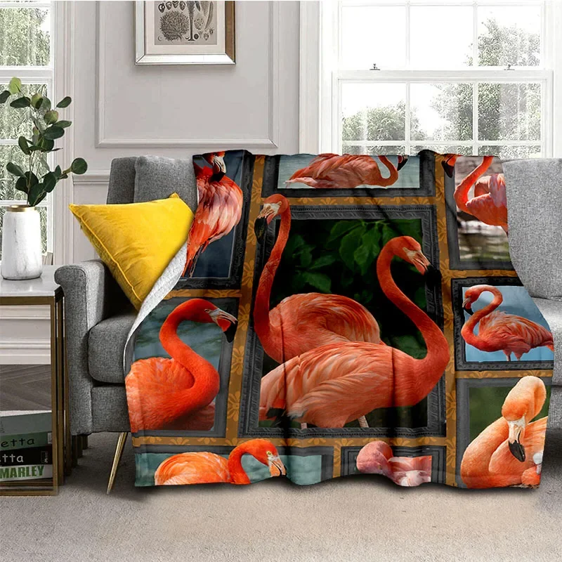 Wild Animals Pandas Flamingo Flannel Throw Blanket Super Soft Fleece Blanket All Seasons Warm for Couch Sofa Bedroom King Size