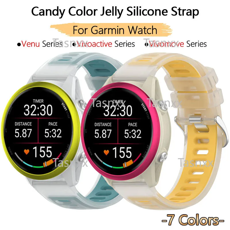 

Для Garmin Venu 3 SQ 2 Approach S50 S44 S42 S40 желейный силиконовый ремешок ярких цветов, матовый полупрозрачный ремень, браслет