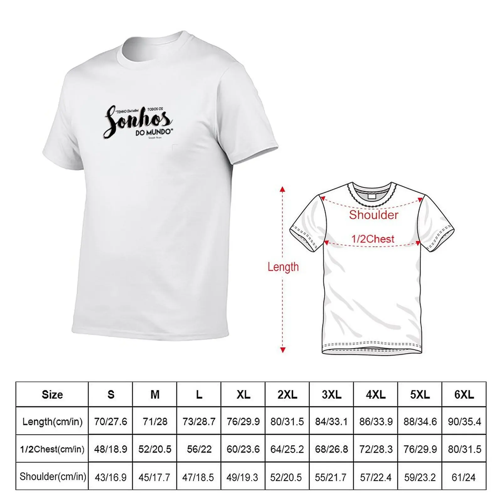 Sonhos do mundo - Fernando Pessoa - اقتباسات إيجابية تي شيرت تي شيرت مطبوع حسب الطلب تي شيرت مع مطبوعات قطن تي شيرت رجل تي شيرت #2