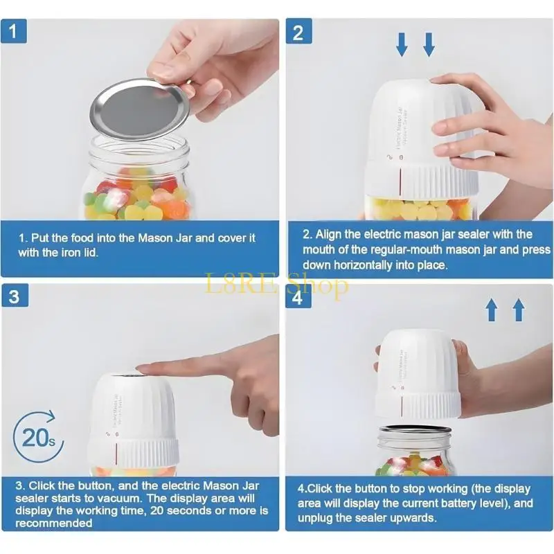 L8RE Vacuum Sealer Electric Canning Jar Sealer Great for Various Jar Sizes and Bag