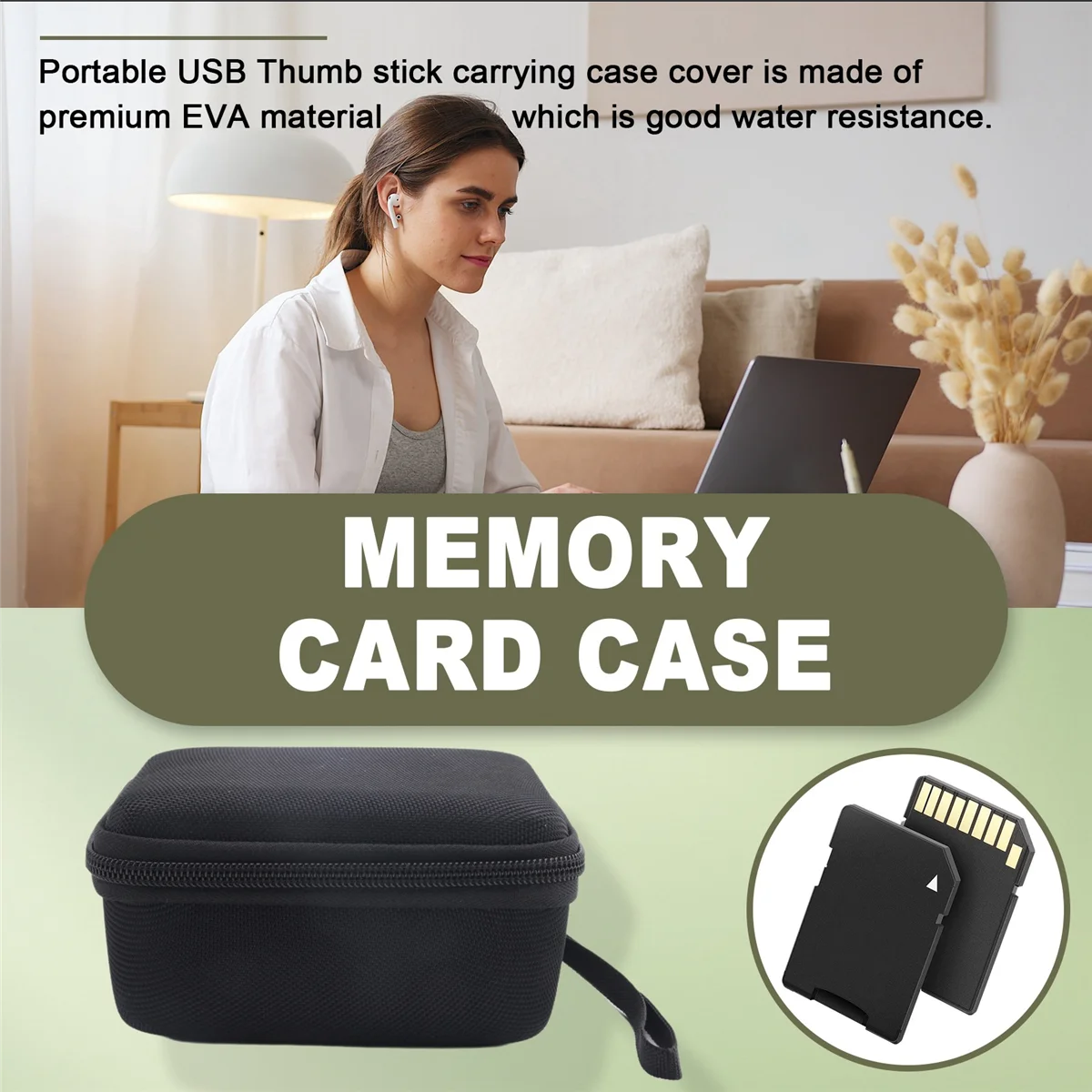 SCLS USB 플래시 드라이브 케이스, 썸 드라이브, 메모리 카드 SD SDXC SDHC 카드 홀더 주최자, 전자 액세서리 보관 가방