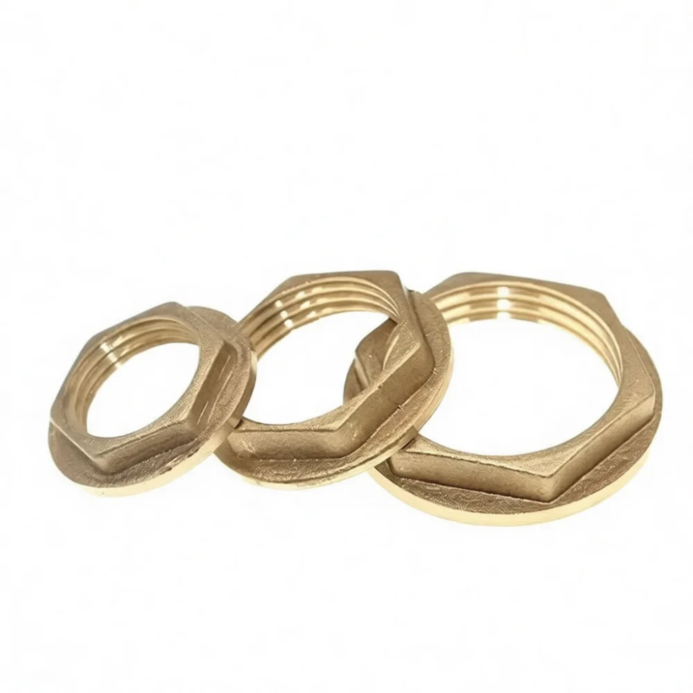 Industrial Brass Flange Hex Nut Hardware Fitting Metal Lock Nut For Plumbing System Vibration Proof Fastening Part