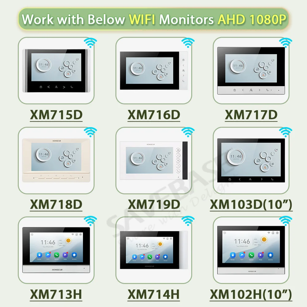 5Pcs IC 13.56Mhz Keyfobs +4 Wire XC113F-3 HD Doorbell Camera IP65 for Tuya Smart WIFI Video Doorphone Intercom Security 3 Flats