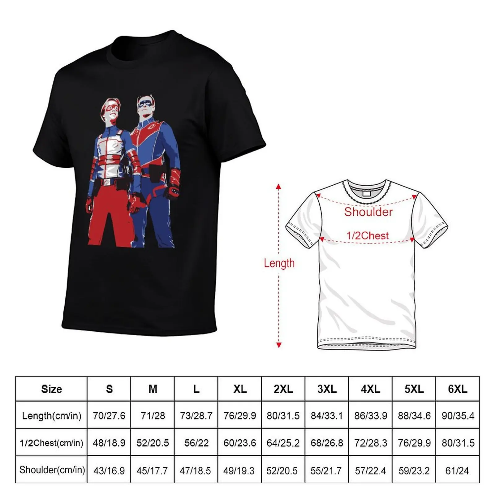 Captain Man and Kid Danger Lineart Silhouette Heroic T-Shirt t shirts for man graphic tees man t shirt luxury T-Shirt