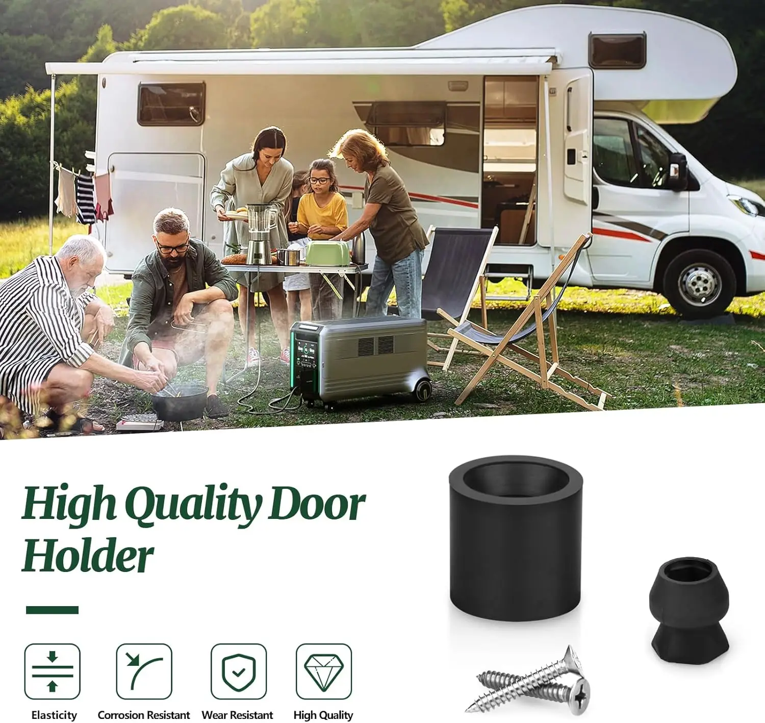 Trailer Door Holder Kit Low Profile Bumper Door Holder Rubber Fits RV Trailer - 2 Set