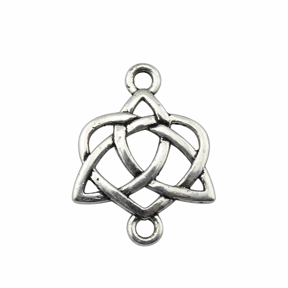 5 pz/lotto 25x19mm Triquetra nodo simboli connettore Charms per gioielli che fanno argento antico colore muslimah