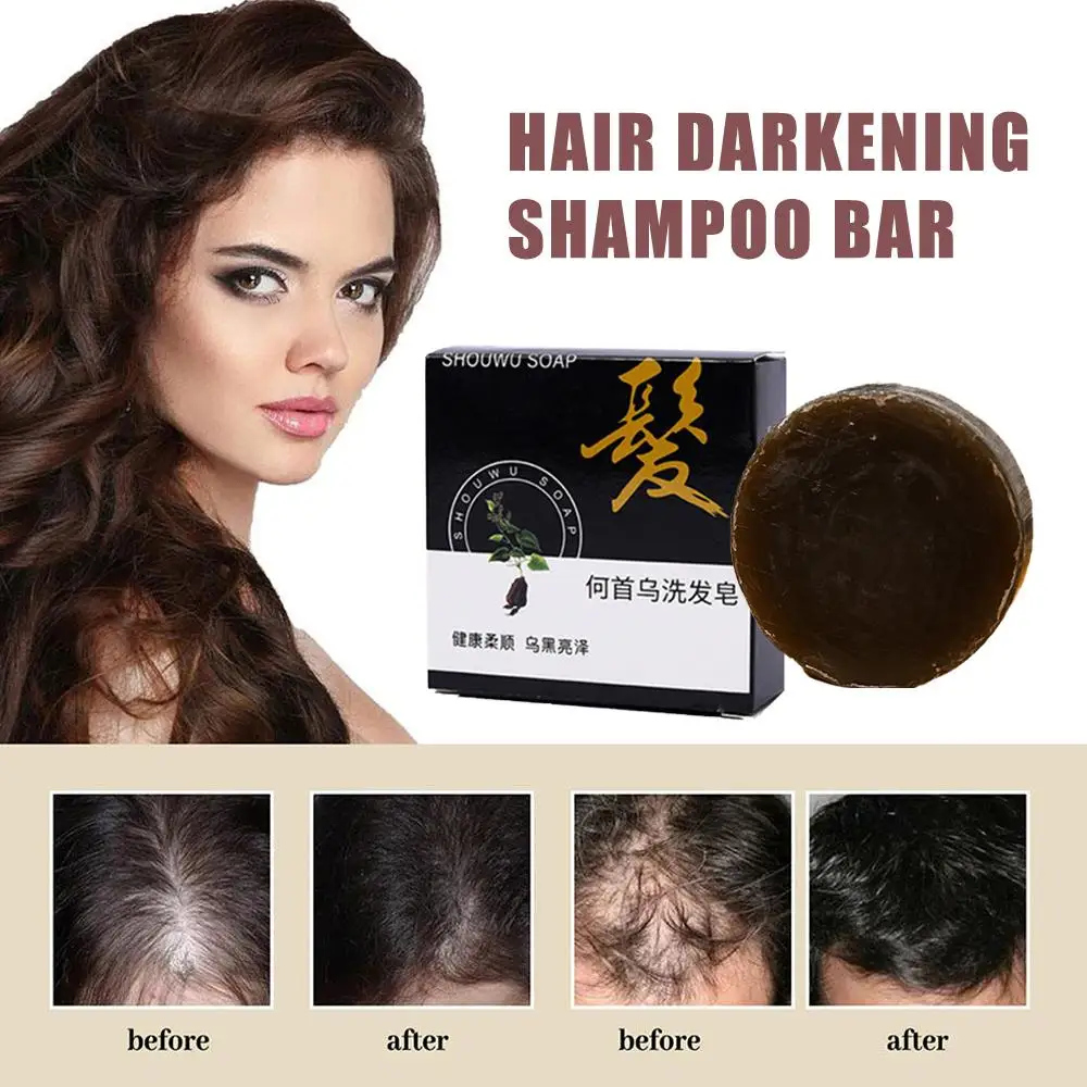 

Natural Black Hair Darkening Shampoo Bar Polygonum Repair Hair Care Solid Conditionermoisturize Soap Shampoo S3n3