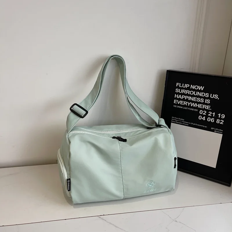 1PCS Handbag Fabric Material Handbag Embroidery Logo Fabric Handbag Width Height Simple Soft Bag Body Adjustable Shoulder Strap