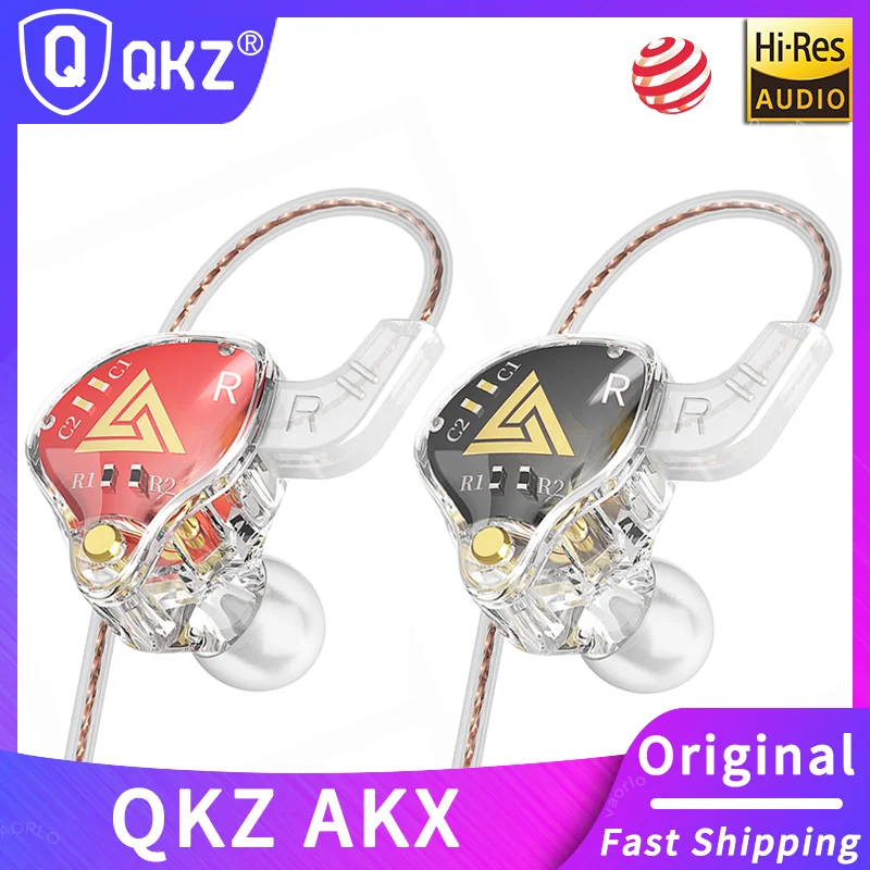 Original QKZ AKX Wired Earphone IEM Monitor Level Headset With MIC HIFI Stereo 3.5mm AUX  In-Ear Headphone For Music Game Sport