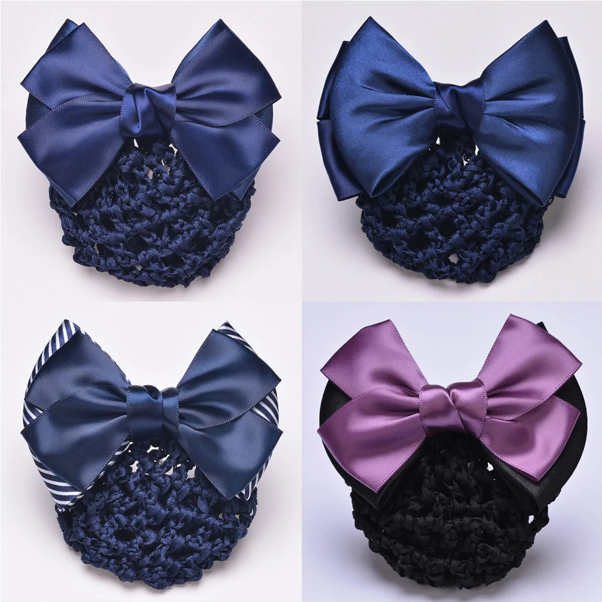 2023 New Fashion Satin Bow Barrette Floral Girl Lace Lady Hair Clip Cover Net Bowknot Bun Snood Women Hairgrip Headband Hairnets