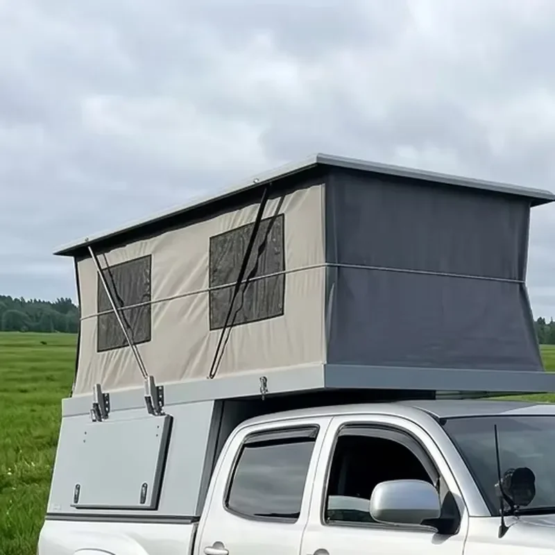 Family Size Rooftop Tent for Camper Van-Double Layer Pop Automatic Opening Waterproof 270 Awning Camper Trailers All Season