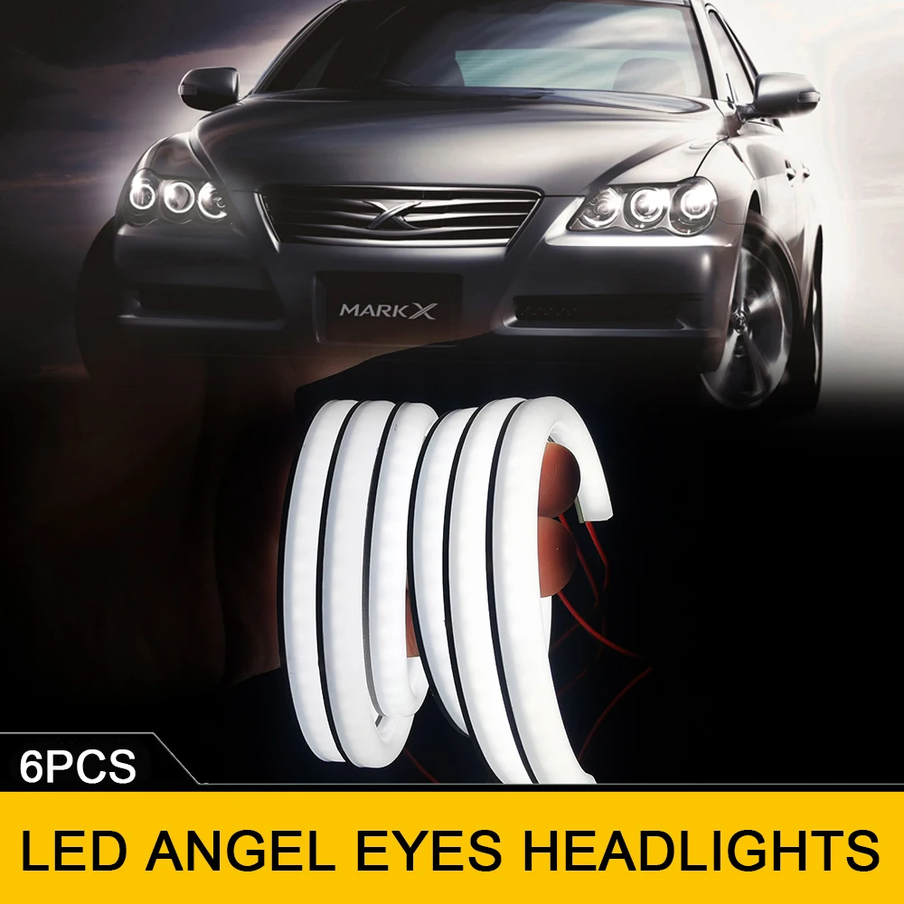 

6rings Car Headlight LED Angel Eyes Halo Ring DRL Parking Kits Canbus For Toyota Mark X REIZ 2004 2005 2006 2007 2008 2009