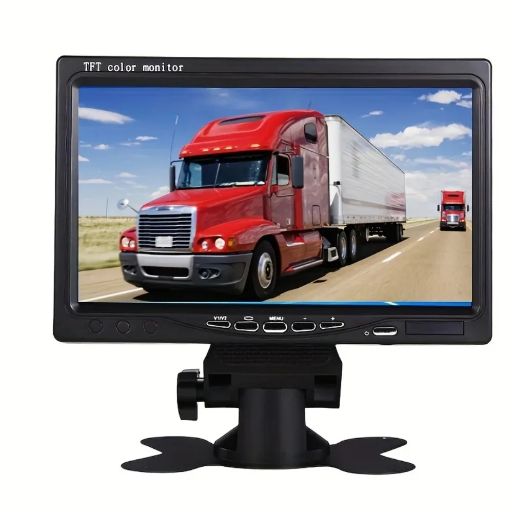 

"Universal 7"" HD Monitor for Safer Reversing: 1024x600, AV Input, Ideal for RV/Truck Parking, 12V/24V"