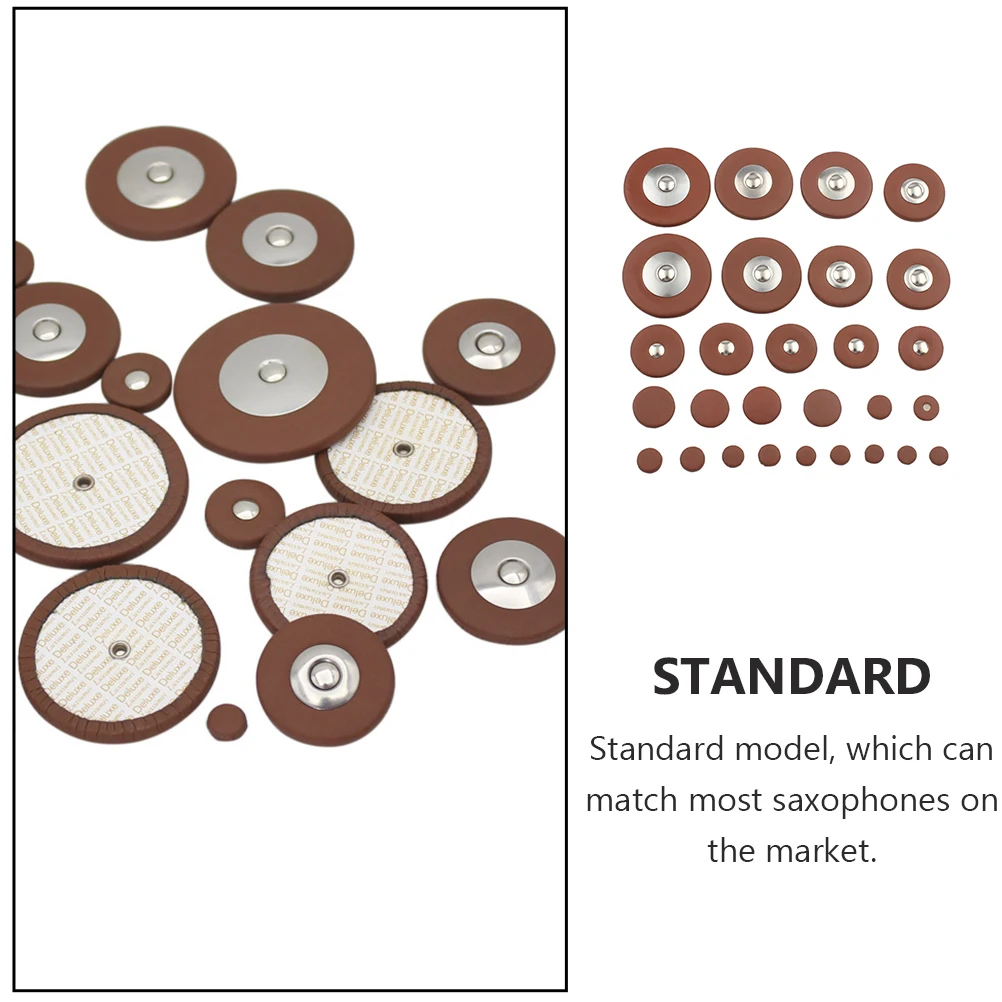 

28Pcs Saxophone Cushions Set Brown Premium Replacement Pads High-Density Felt Sealed Design for Optimal Sound