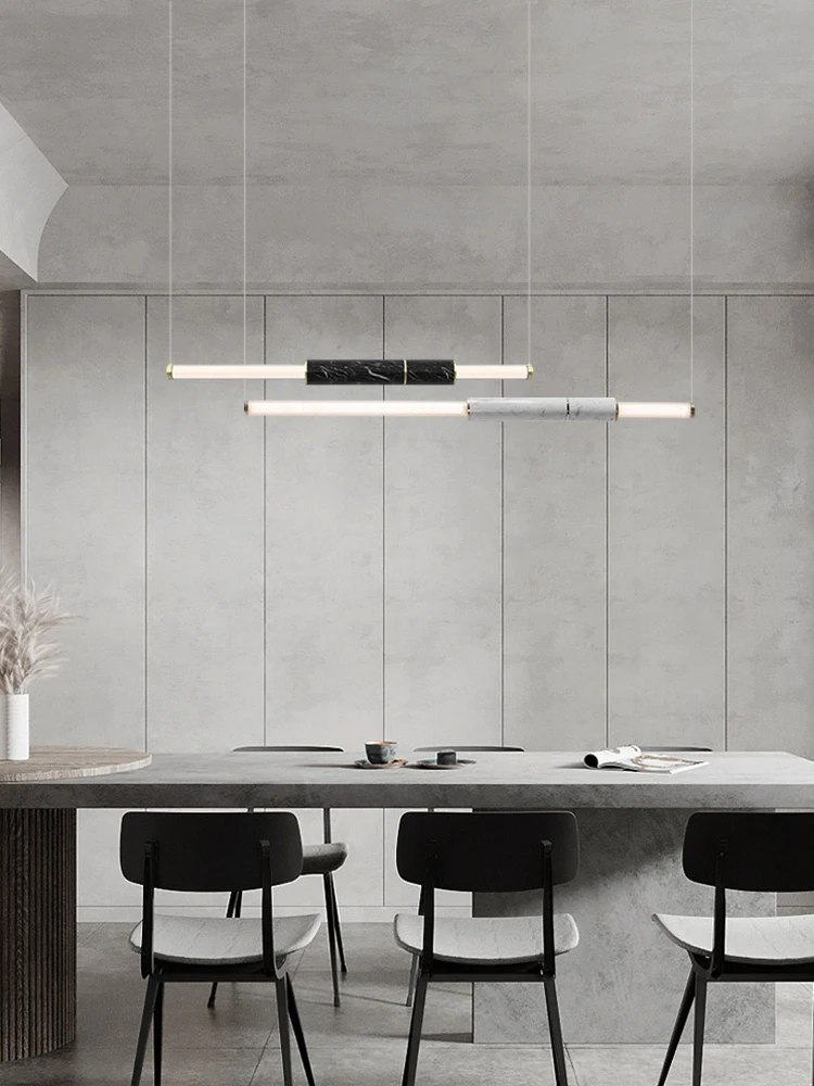 Simple Luxury Marble Sword Black Green White Led Chandelier Alabaster Hanging Lamps Suspension