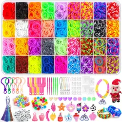 DIY Loom Bands Kit, 2700PCS+ 36Grids 36 Colors Colorful Rubber Bands Looming Kit For DIY Refill Bracelet Making Craft Kits, Larg