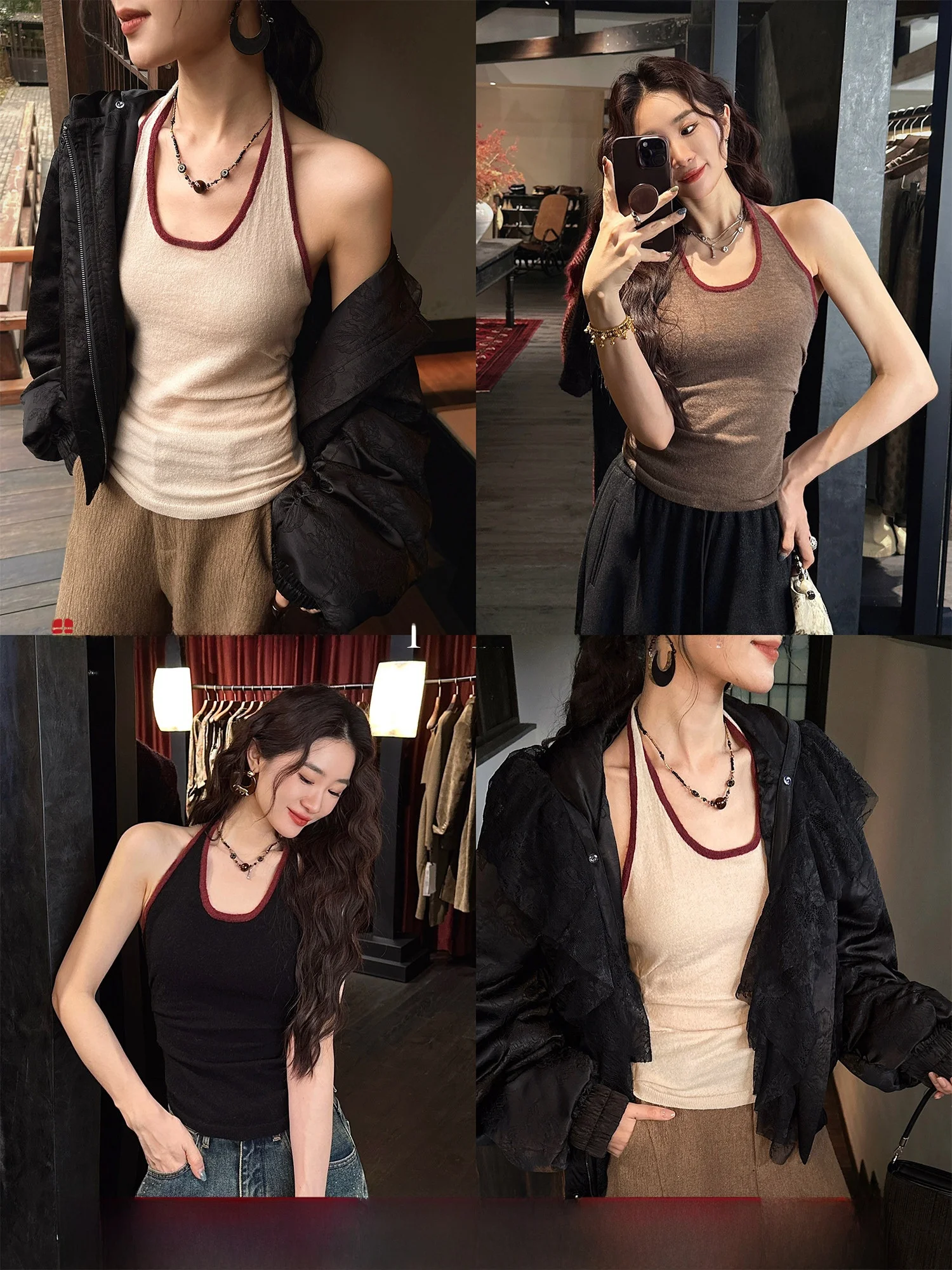 

Sangji Bla Flower Women's Soft Wool Blend oulder Strap Vest Trendy Inner Wear U-Neline Regular Fit Commute Sle 2025 New