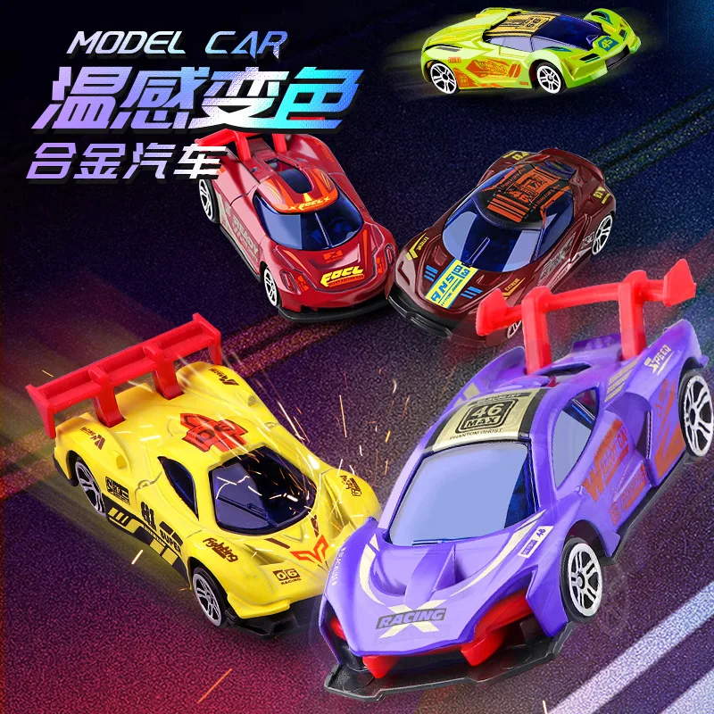 6PCS Temperature-sensitive Color-changing Alloy Racing Car Model Simulation Pull-back Collision-resistant Alloy Car Toy Gift