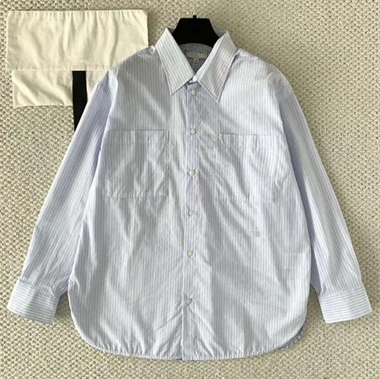 Customization New styles of European women's clothing for 2026 Long-sleeved single-button striped cotton shirt