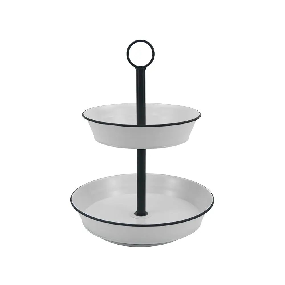 

2 Tier Galvanized Cupcake Stand, Tiered Tray Stand, Serving Trays For Party - 360° Rotatable Galvanized Tray Round Dessert