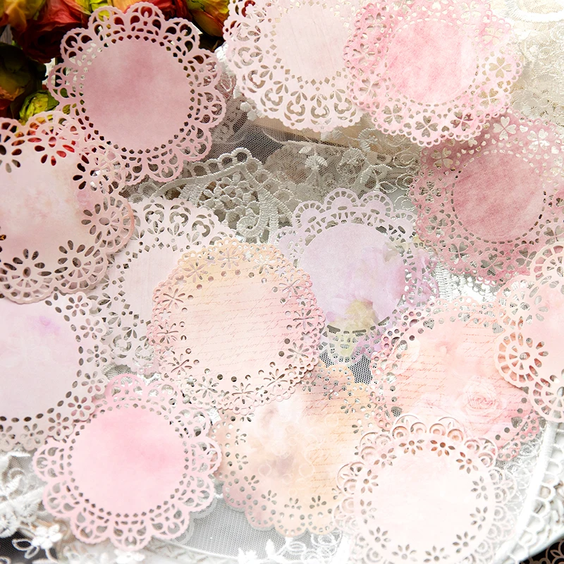 20Pcs Lace Dream Hollow-out Material Paper Retro Collage Deco Background Junk Journal DIY  Creative Scrapbooking