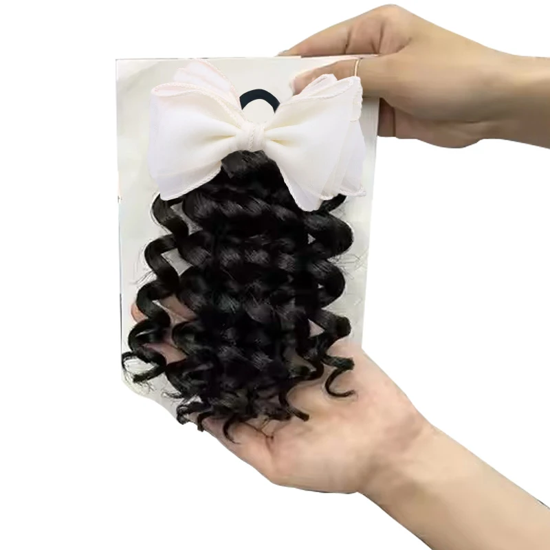 Paquete de 2/trenza de pelo para niños, varita de primavera, lazos para el pelo rizados para niñas, extensiones de cola de caballo, conjunto de accesorios para el cabello