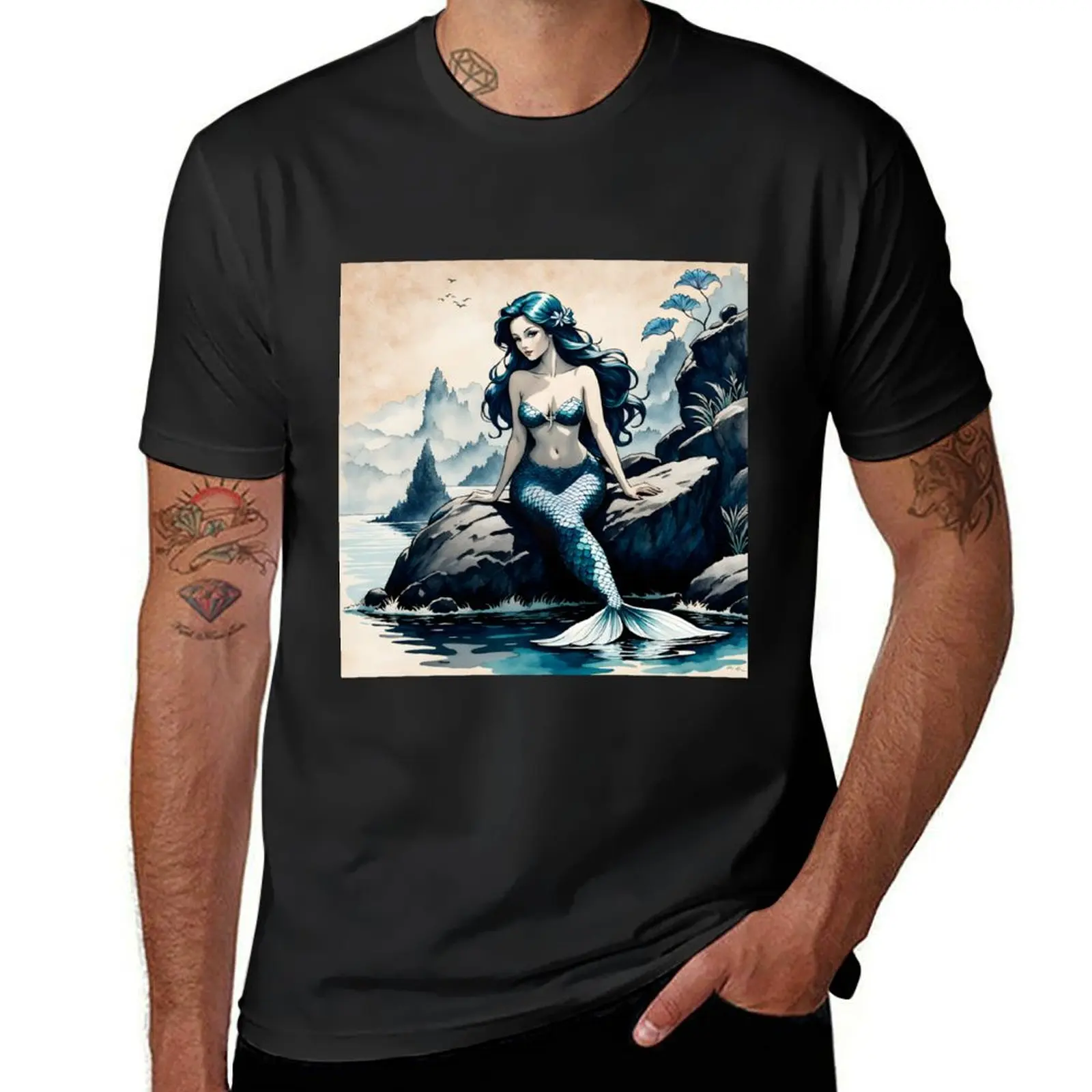 

Mermaid on a Rock 1 T-Shirt tops plus size tops oversizeds quick drying fruit of the loom mens t shirts